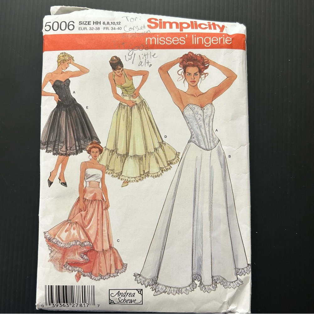 Simplicity‎ Sewing Pattern 5006 Corset Petticoat